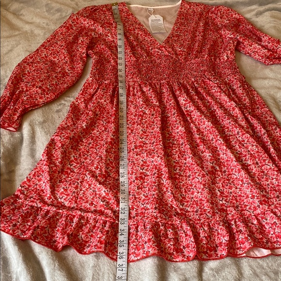 Pink Red Floral V-Neck Dress - Picture 5 of 7